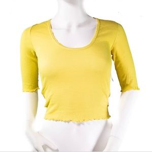 NWT Free People Yellow Ruffled Crop Top